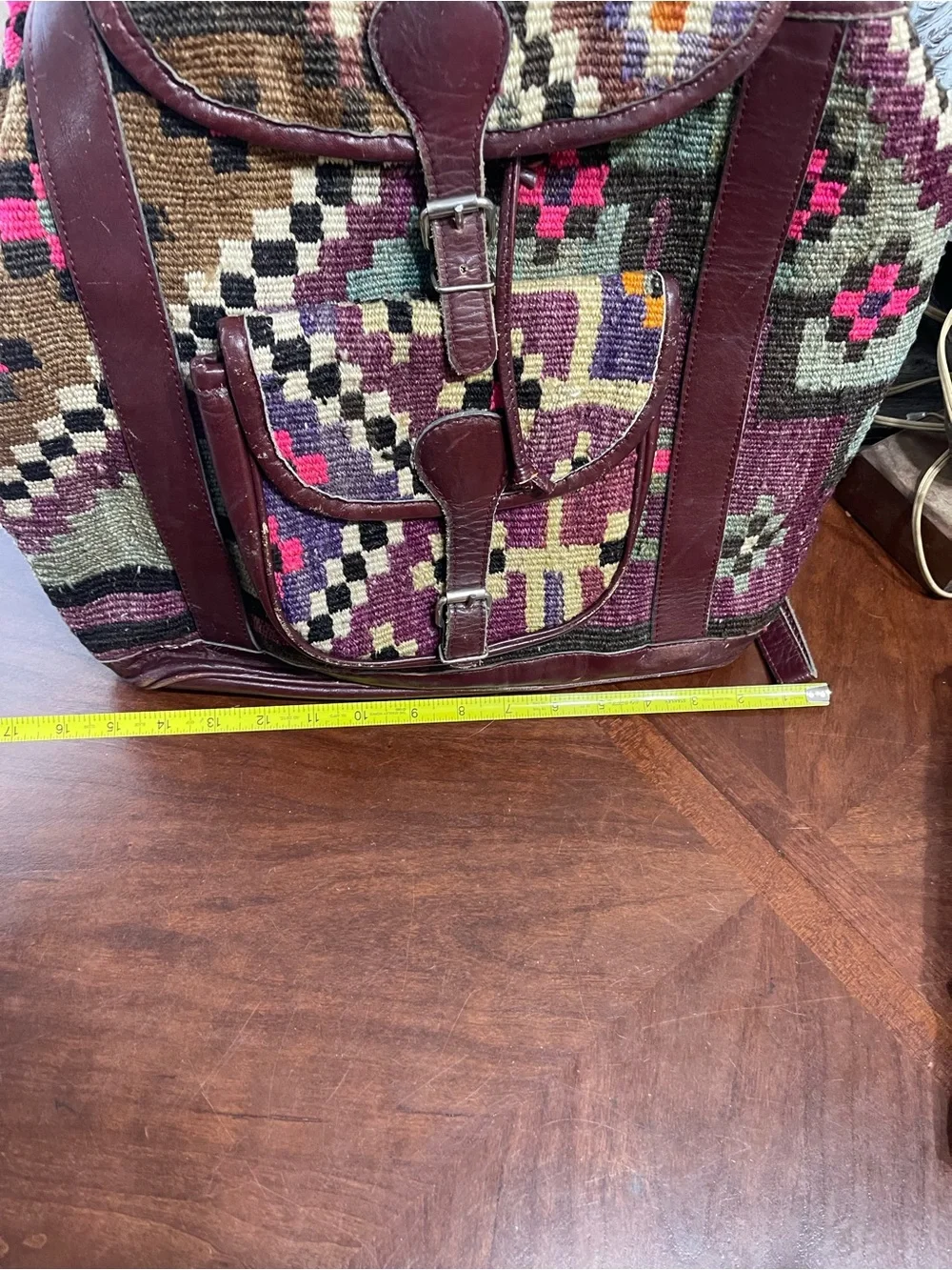 VTG Turkish Kilim Leather Trim Backpack